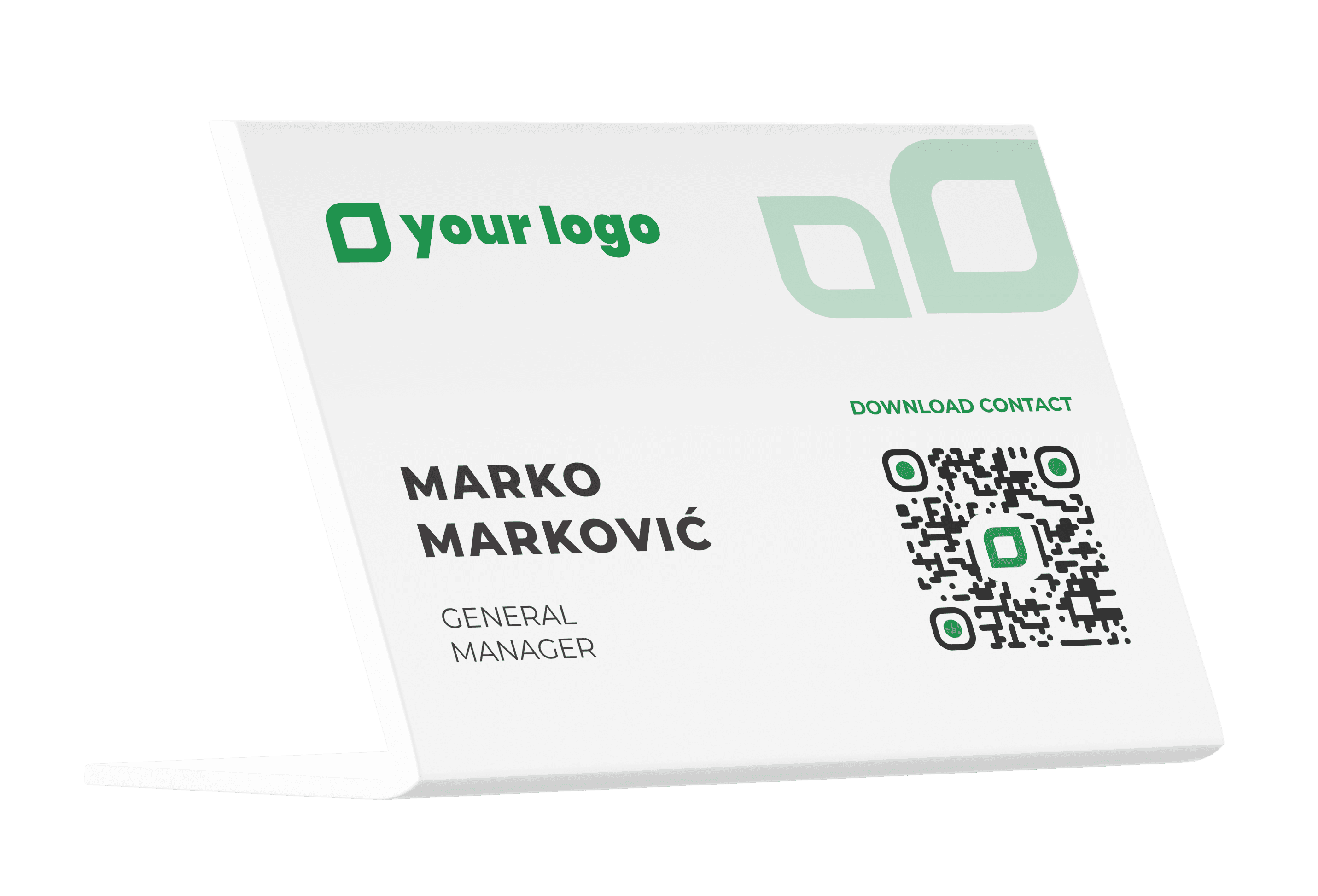 Desk stand with contact QR code