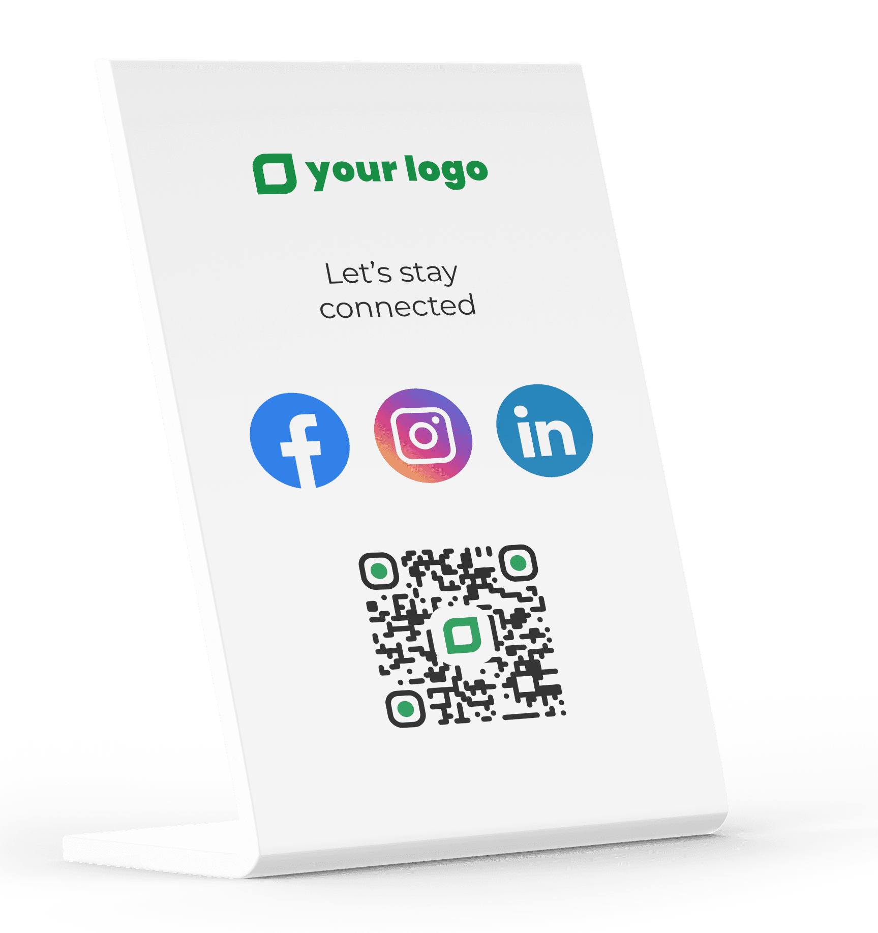 Desk stand with social network QR code